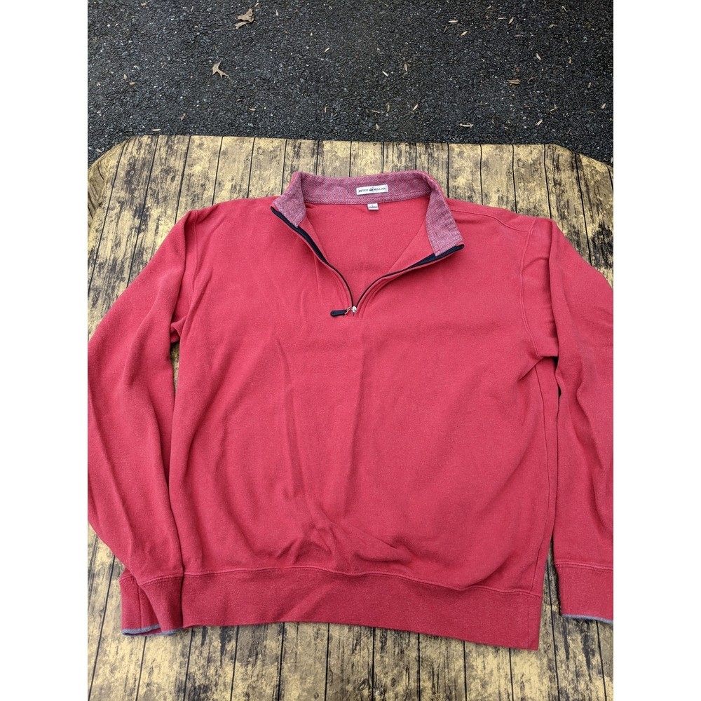 Vintage Peter Millar No Logo Red Quarter Zip Long Sleeve Golf Shirt Large